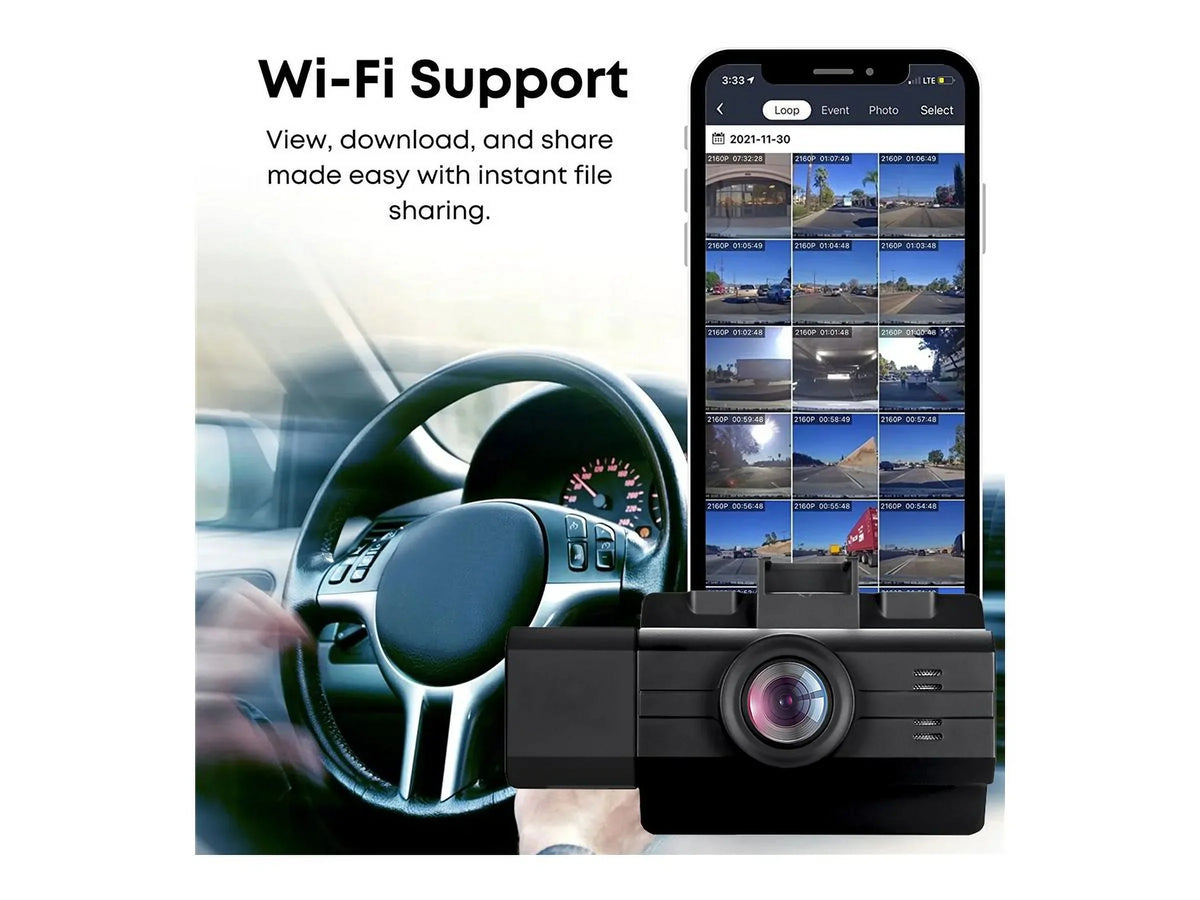 2K with Edition Dash Adesso G-Sensor View, View GOSP32G Surveillance by Rear Cam Pro Front 3-Channel Angle View, Cabin Wide - - myGEKOgear Scout