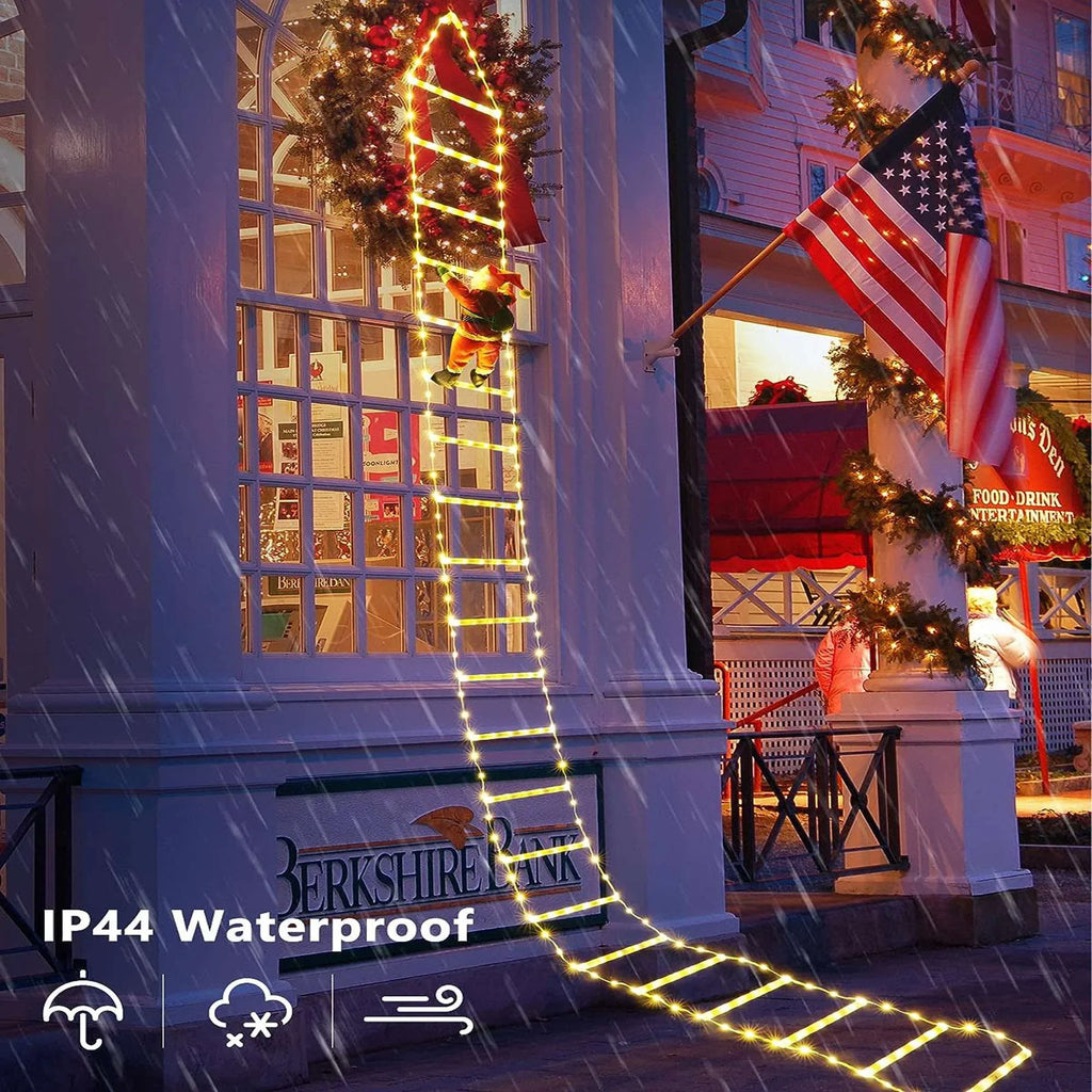 Climbling Home Santa Christmas with Claus for Garden 10.5 Xmas Outdoor Wall Ladder ft Porch Led Waterroof Lights Roof Xmas Lights Lights Tree Lava Decor