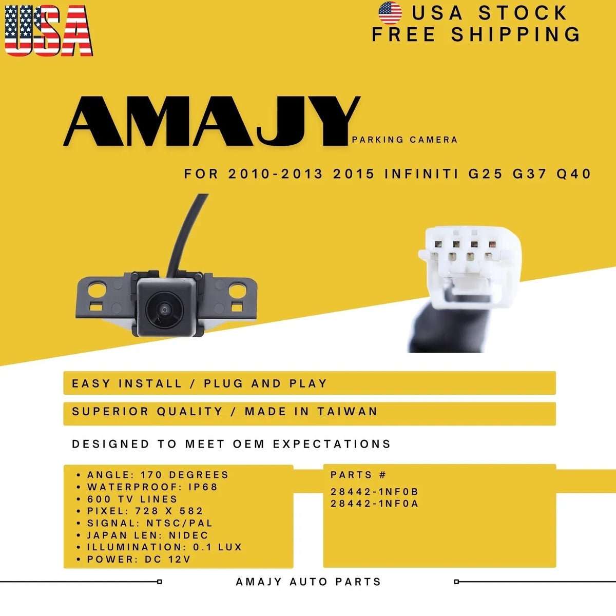 Q40 Camera Infiniti 28442-1NF0A G25 Backup 10-15 for Replaces G37 28442-1NF0B