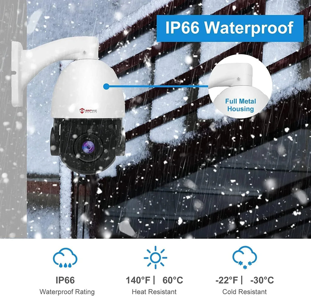 Vision, IP66 Indoor with Outdoor PoE Camera Metal, Security IR 360°/Tilt PTZ Anpviz Detection, Surveillance IP Person Optical PTZ IP Mic/Audio, 20X Night Waterproof Pan Vehicle 8MP Zoom, 90°, Camera