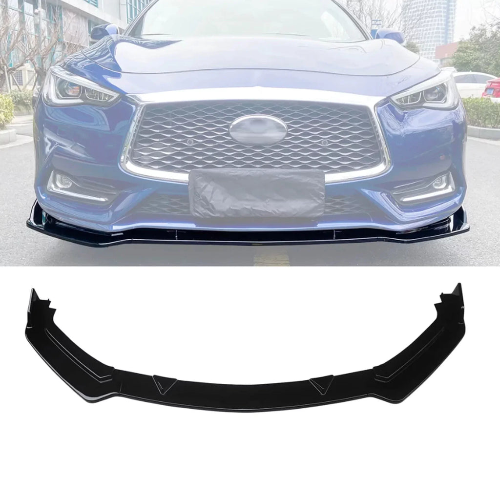 Bumper Gloss Front 2017-2023 for 3PCS NINTE Infiniti Q60 Black Lip