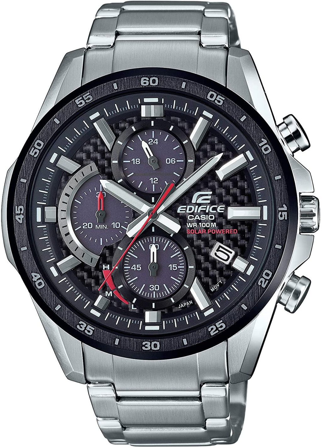 Men's Steel EQS-900DB-1AVCR Stainless Casio Solar-Powered Chronograph Watch Edifice