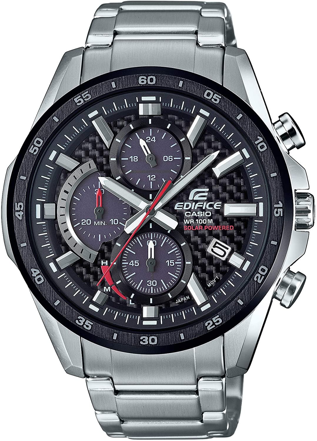 Men's Steel EQS-900DB-1AVCR Stainless Casio Solar-Powered Chronograph Watch Edifice
