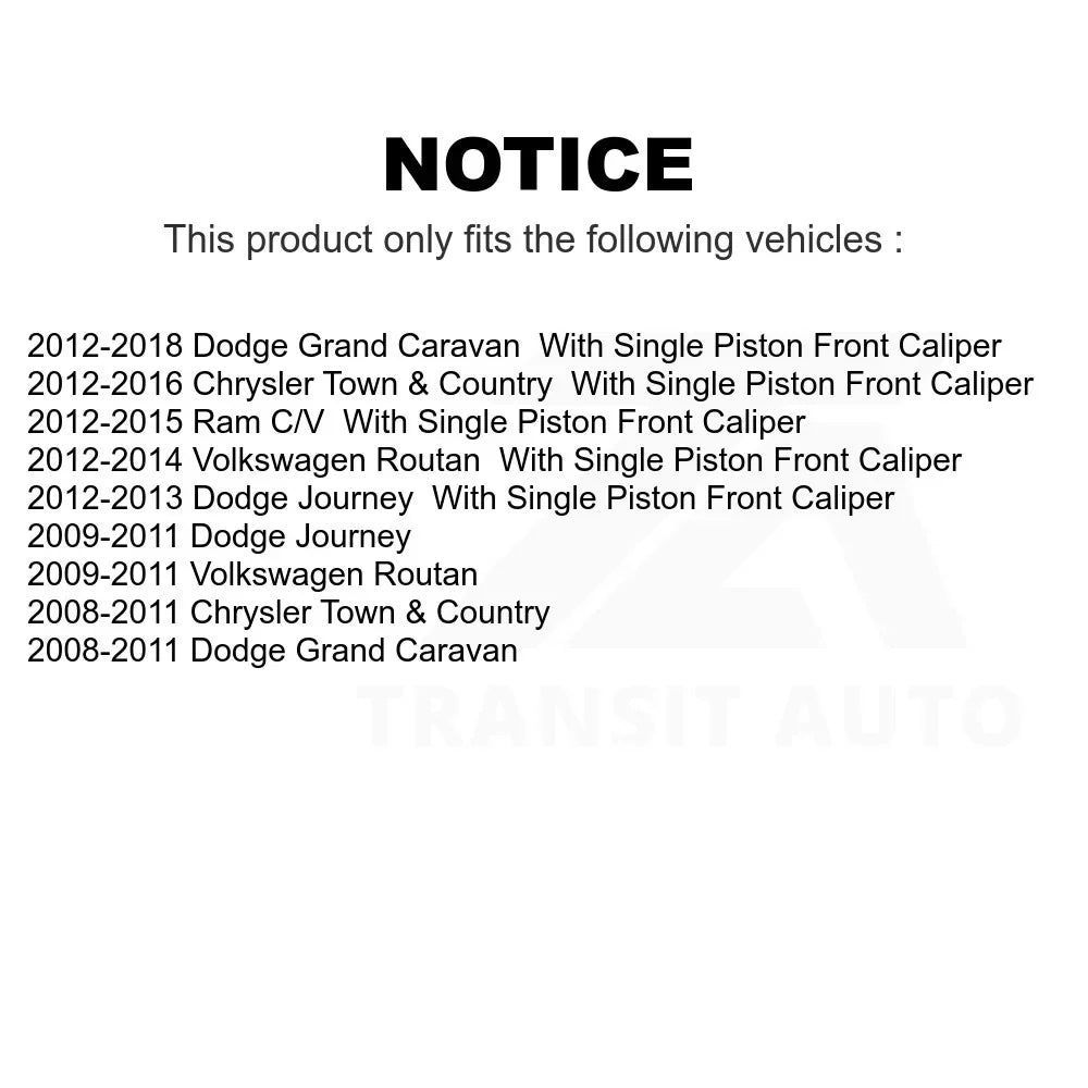Brake Ram C/V Chrysler Routan For Pair Country Front Town K8-100241 Disc & Volkswagen Grand Caravan Journey Dodge Rotors