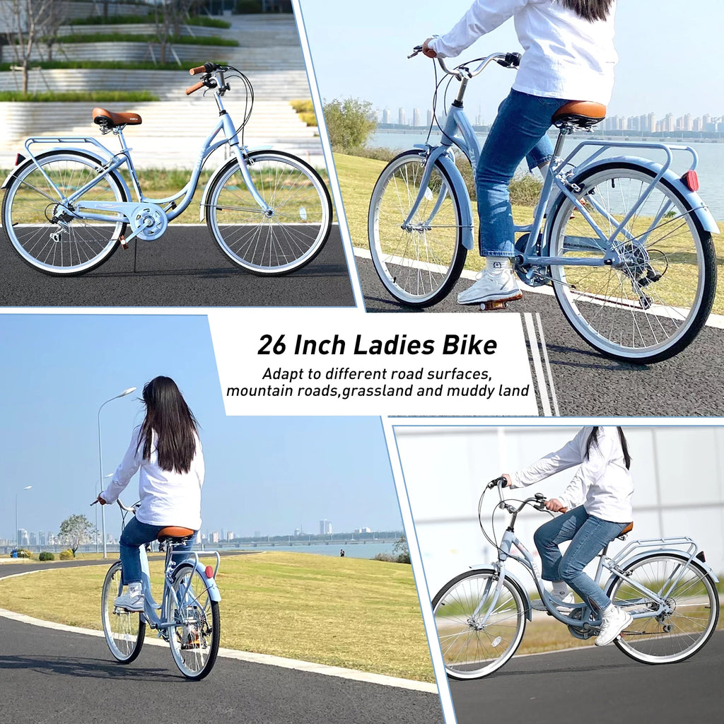 7-Speed for Bike Blue Adult 26" Women,