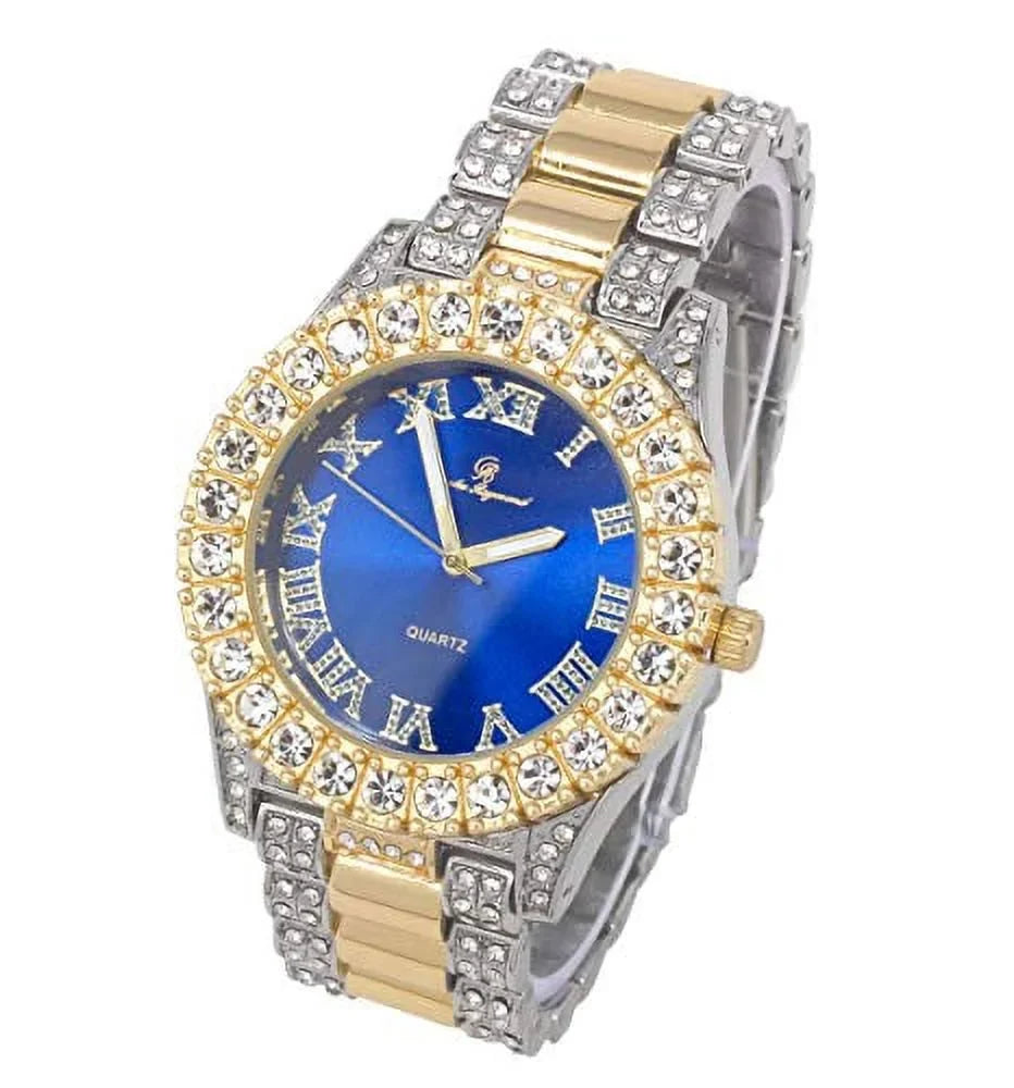 Roman Red) Iced RN ST10327 Single Rocks Blood - Out (ST10328TT Dial Watch Mens Numerals Colorful Silver with Big Fully