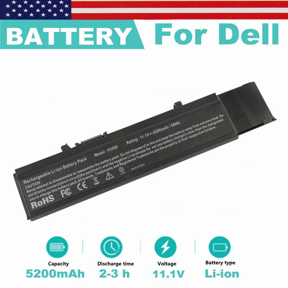 for V3500n Battery Vostro V3500,Vostro 5200mAh