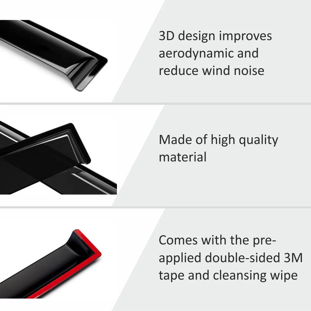 '- XV 100489 Vent Deflectors, Durable Tape-on Guards Subaru Rain Window Crosstrek Window for Voron 6 Visors, Extra Glass 2018-2024, Pieces