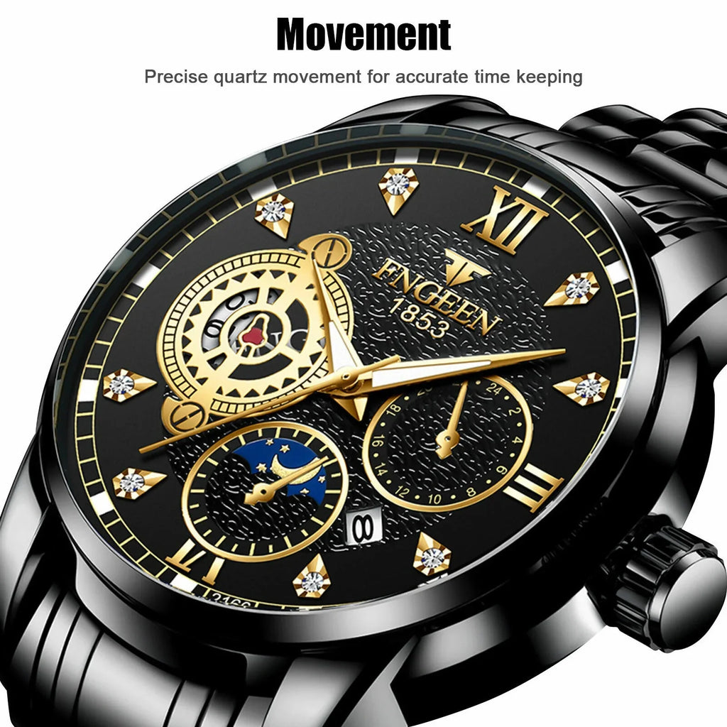 Luxury Wristwatch Classic Waterproof Quartz Men's Steel Stainless Watch Luminous