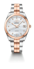 Diamonds -100M Stainless – Swiss - Haftavani Queen Watch - With Lady Diamond Marble Bicolour Silver-Rose Waterproof Quartz Gold Steel Face Genuine Made