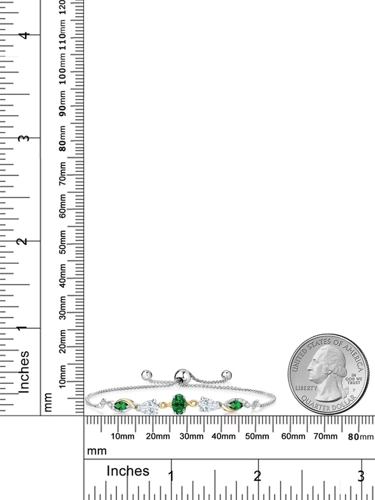 Nano Lab Silver White Green 9 Keren Stone 925 Tennis inch) To Moissanite Emerald cttw, Hanan and Gem for and Gold Women King Created (1.59 Grown 10K Diamond Adjustable Emerald Bracelet Up By Yellow