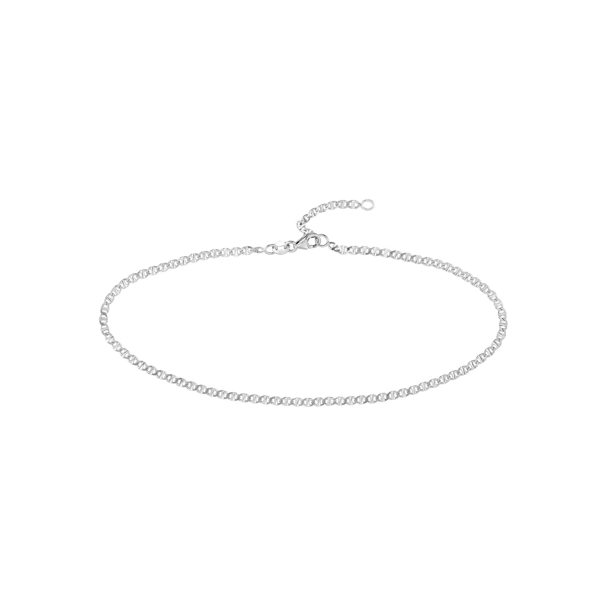 Mariner 14K Link Gold Anklet Adjustable Flat 2.20mm White 9"-10" Women's