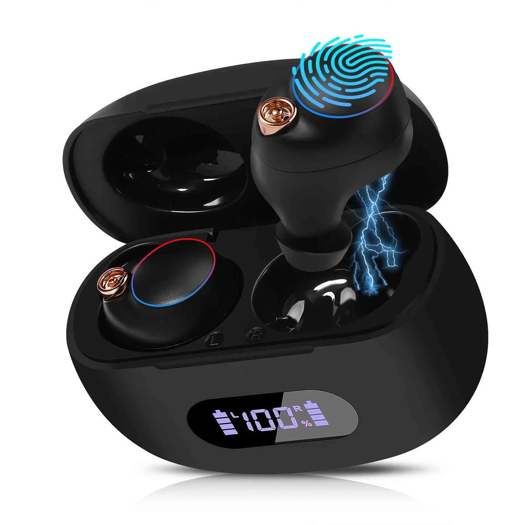 Connection, Smart Bluetooth 5.2 Bass Compatible Bluetooth True Earbuds Dual Connect, Tab with Charging Balanced, Boost Yoga Resistance, Black, Water UrbanX IPX5 + Wireless Case,