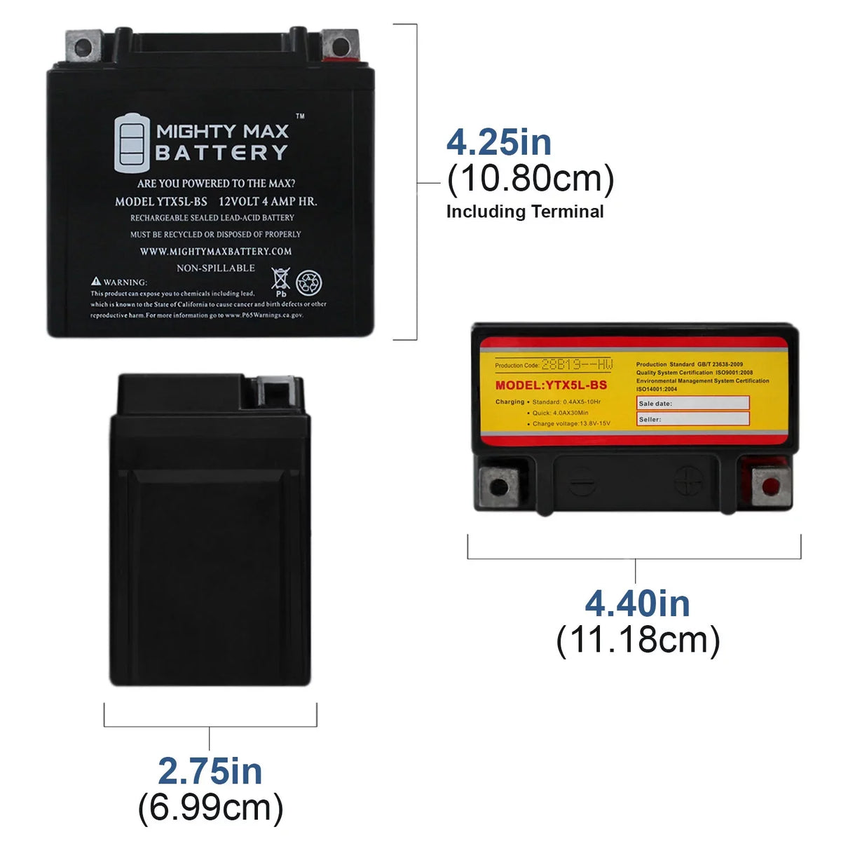 YTX5L-BS Super Kymco 2000 2 Battery Pack Replacement for 9 - - 50