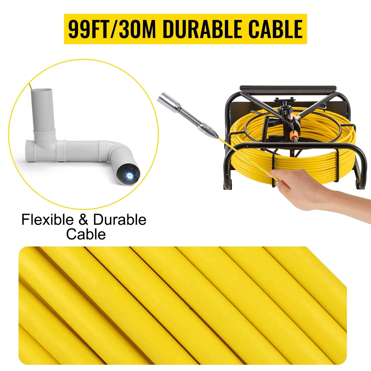 Camera LCD Pipeline Camera FT, Monitor with 6PCS BENTISM Lithium Sewer Function, Camera LED, Camera, 4.3 Inch 98.4 Duct 8500MAH Inspection DVR Battery, Inspection Pipe 30M TFT