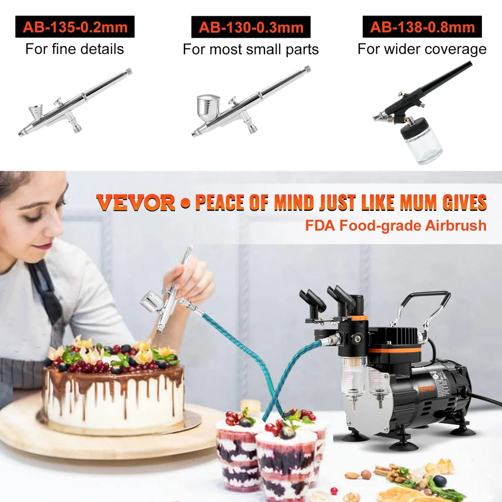Tatto VEVOR Multi-purpose Professional Set Airbrush Nail Feed Art Airbrushing with Airbrush Airbrushes, with Cookie Dual-action Gravity Compressor, Kit setup Kit,