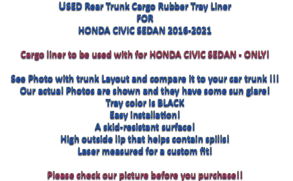 to Raised for Mats EA Liner Honda for – – EACCESSORIES – Mat with Trunk Rubber 2016-2021 Mat Cars Install – Easy – Design Trunk Laser Sedan Civic Weather-Resistant Lip Pre-Cut Trunk Cargo Car Non-Slip
