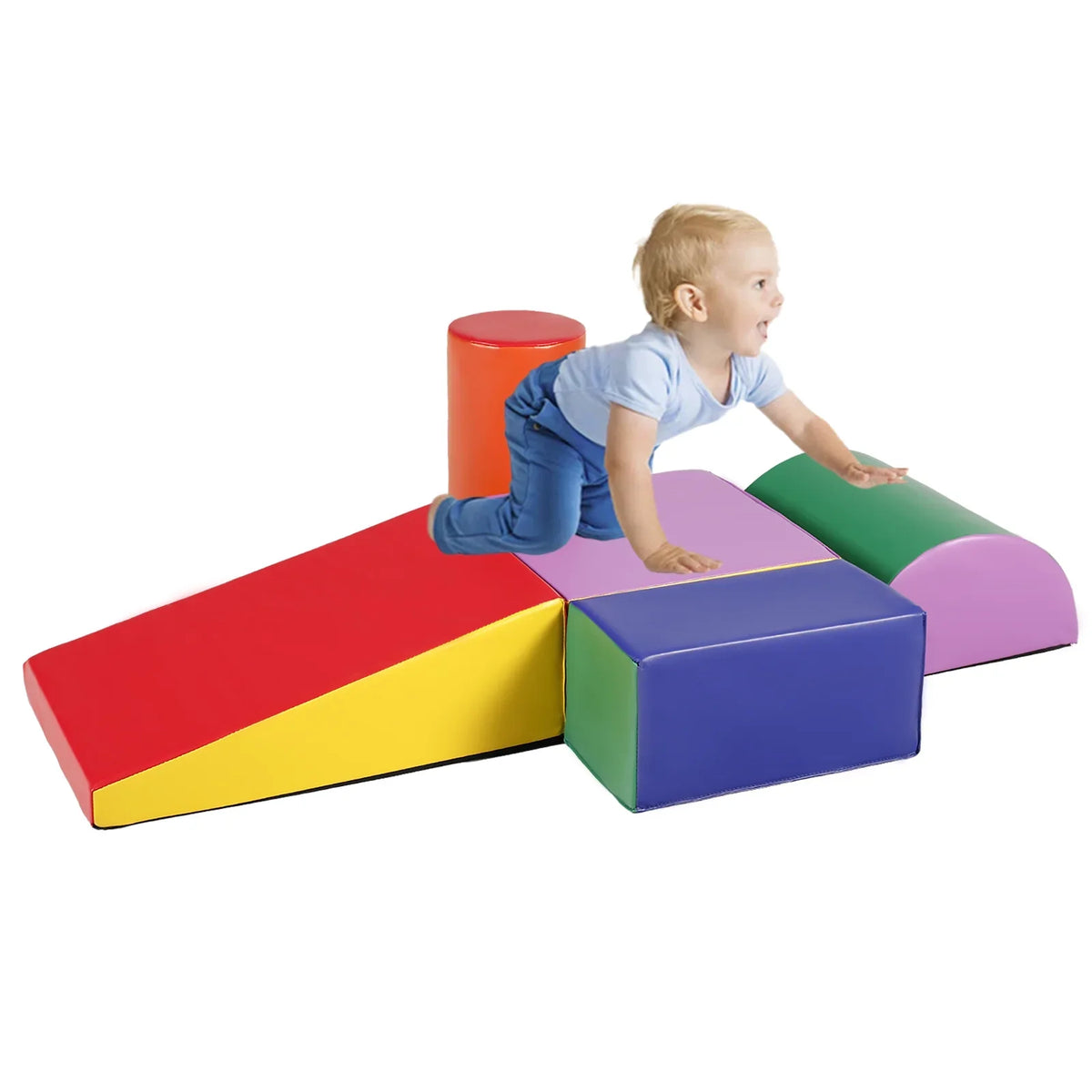 Crawl Soft Toddler, Baby & Foam Toy Climb Climb AILEEKISS 5Pcs Yellow and Blocks Set for Red Indoor,