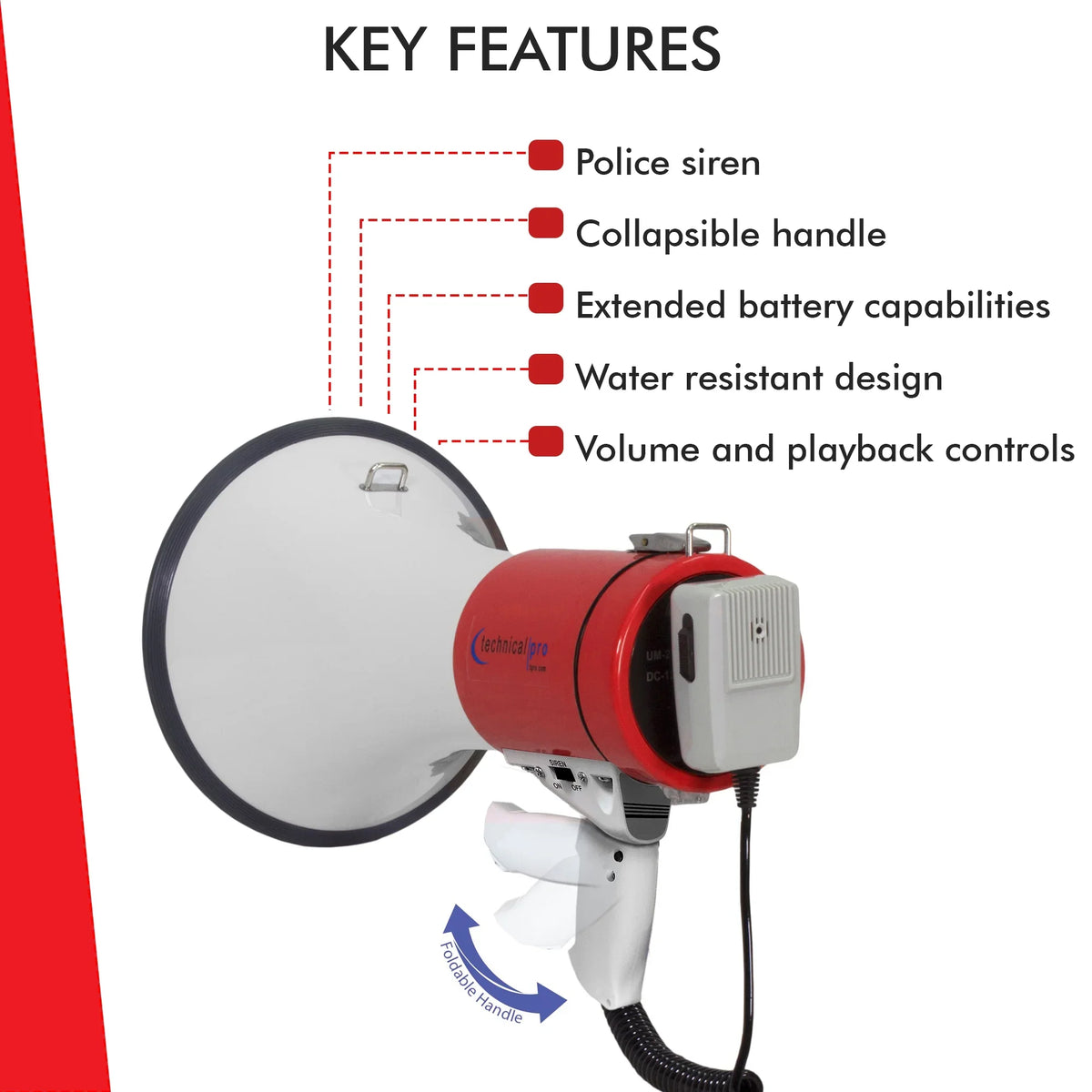 Siren Watts Strap Control Bullhorn for With Pro Range Technical 40 Trainers 800M-1000M Volume Portable Megaphone