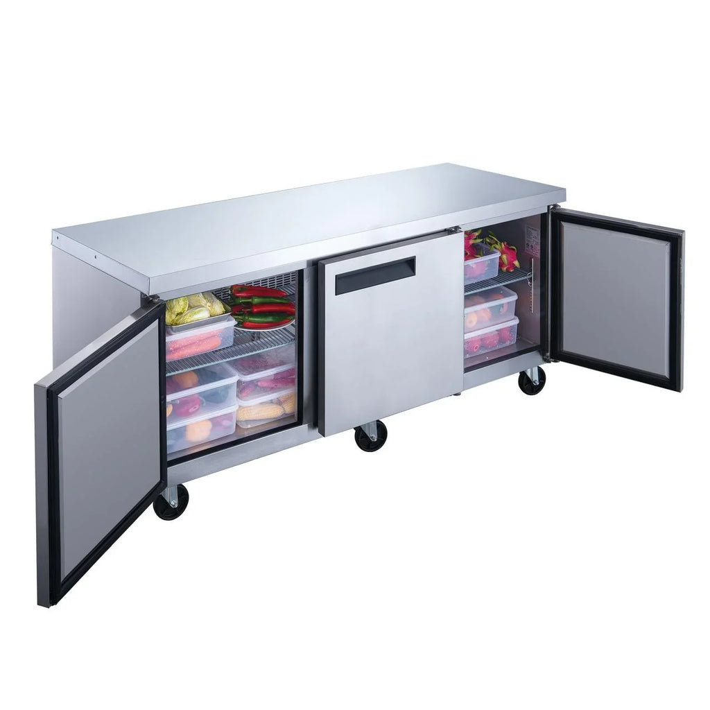 Steel Undercounter DUC72R Stainless Refrigerator Commercial in 3-Door