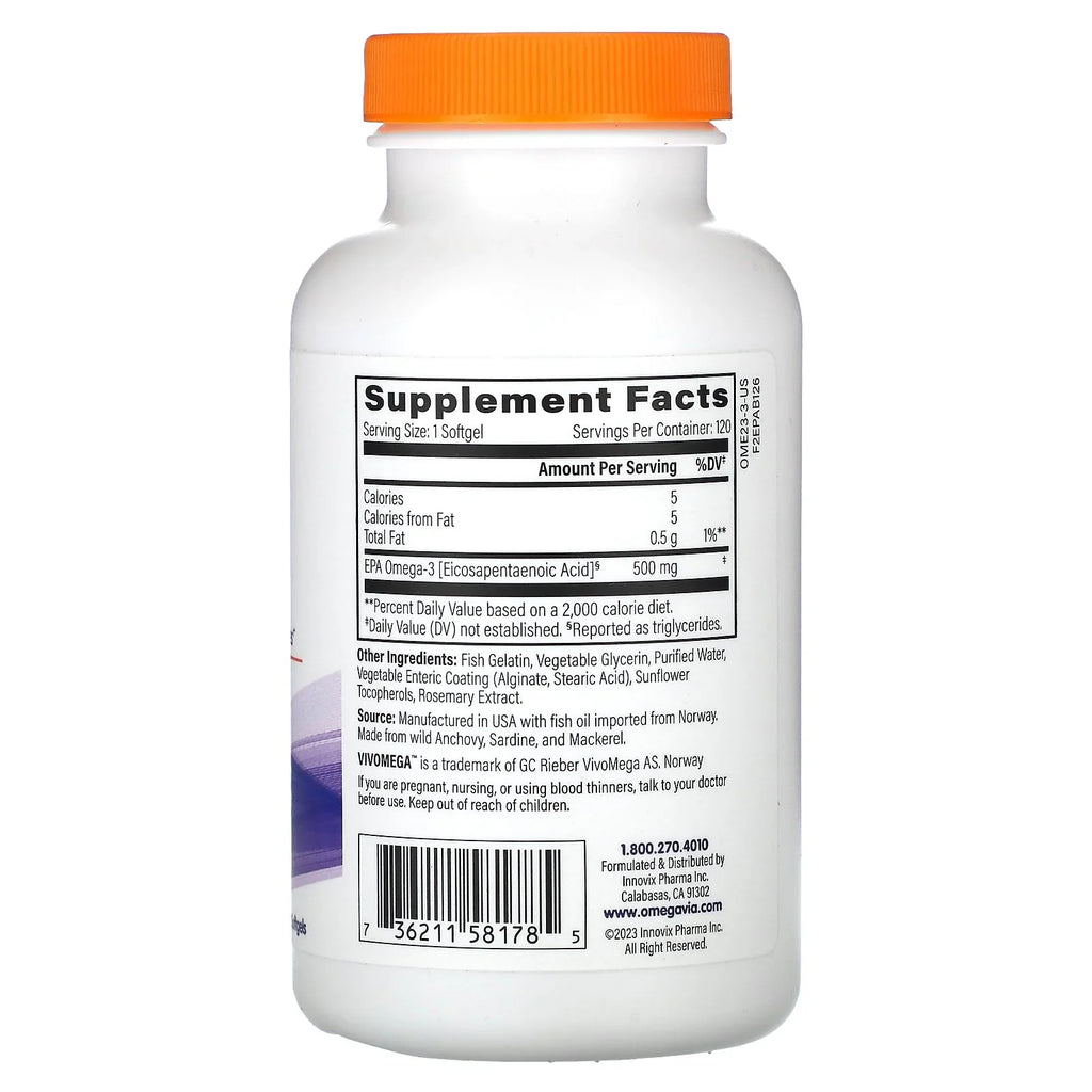 Omega-3, 120 500 Softgels mg, EPA 500, OmegaVia