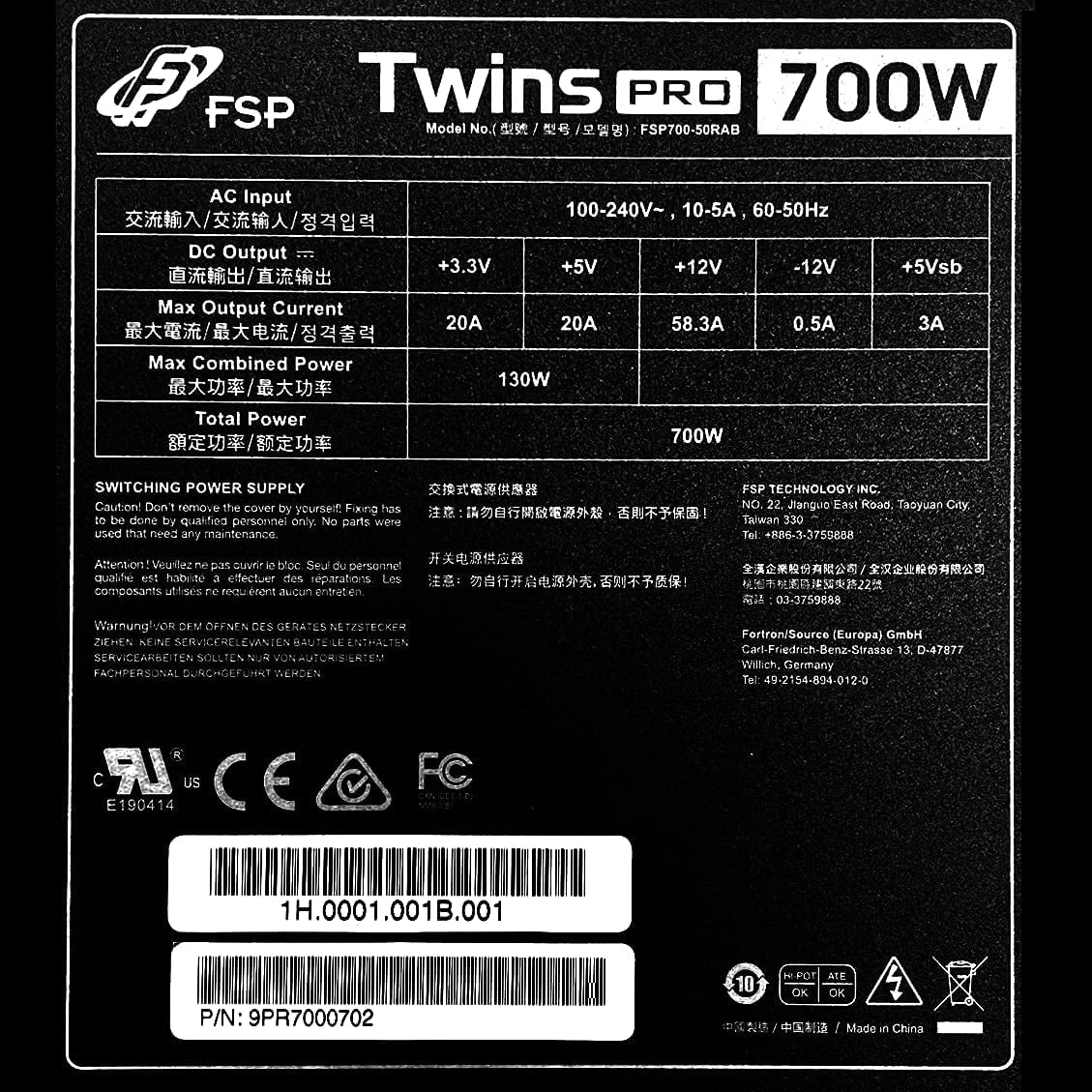 1+1 Dual Supply Twins Power with Efficiency Digital Module PS2 Pro Monitor 700) Redundant FSP Software Guardian ATX Pro 700W (Twins ≥90% Hot-swappable