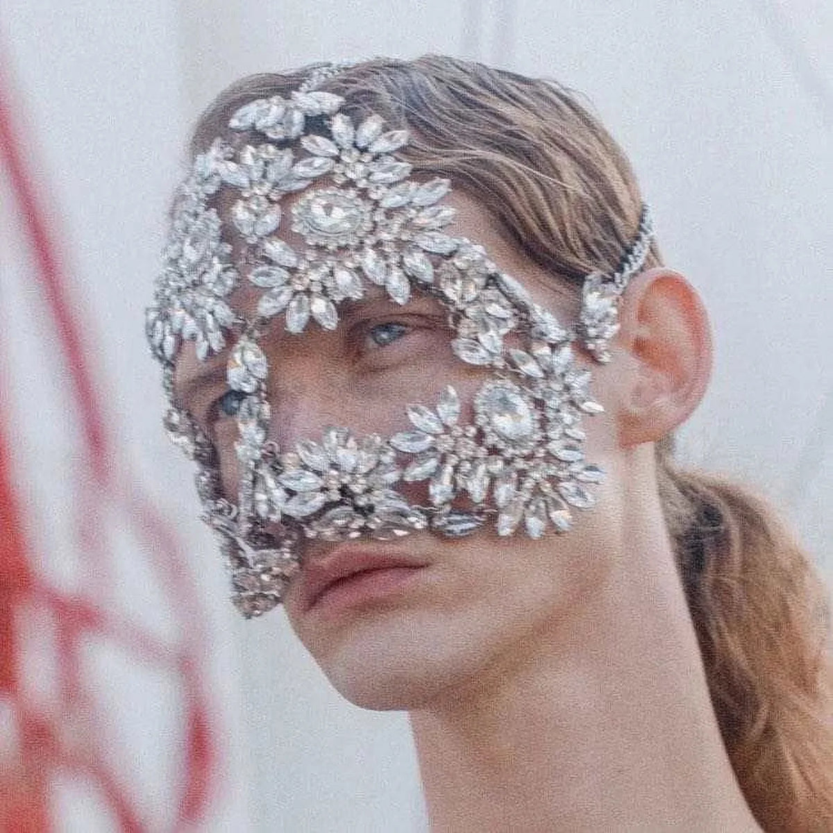 Masks Chain for Mask Women Crystal Halloween Masquerade Mask Face Face Rhinestone