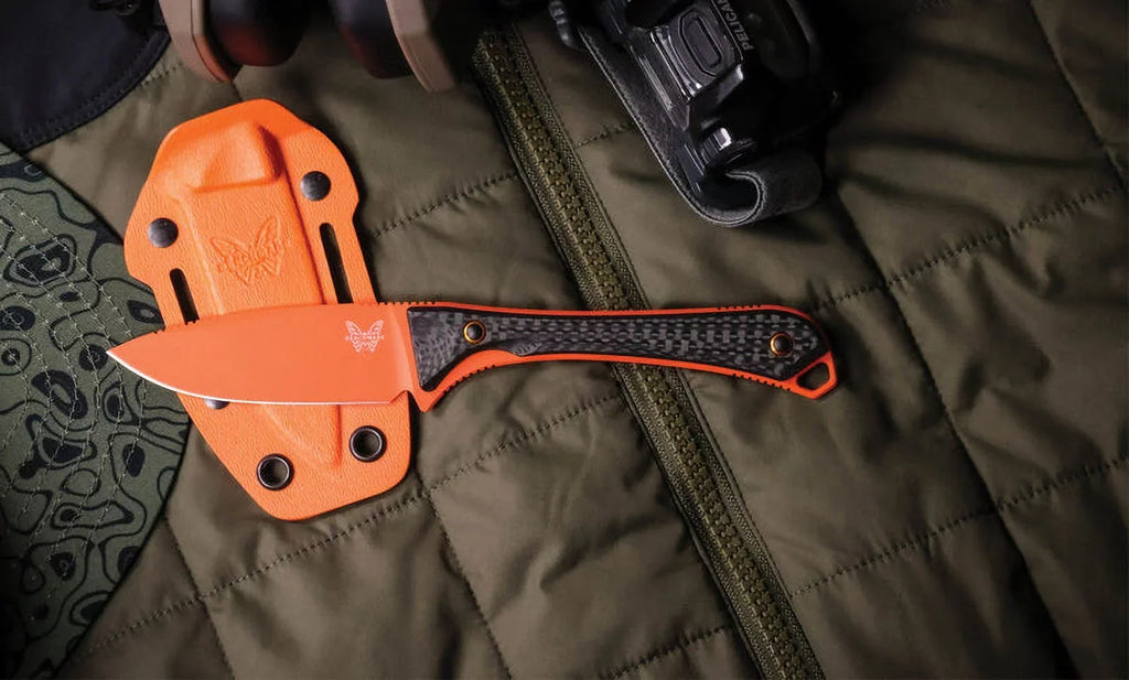 Cerakote 15201OR CPM-S90V Fixed Blade Fiber 3.08" Altitude Carbon Knife Benchmade Orange Handle