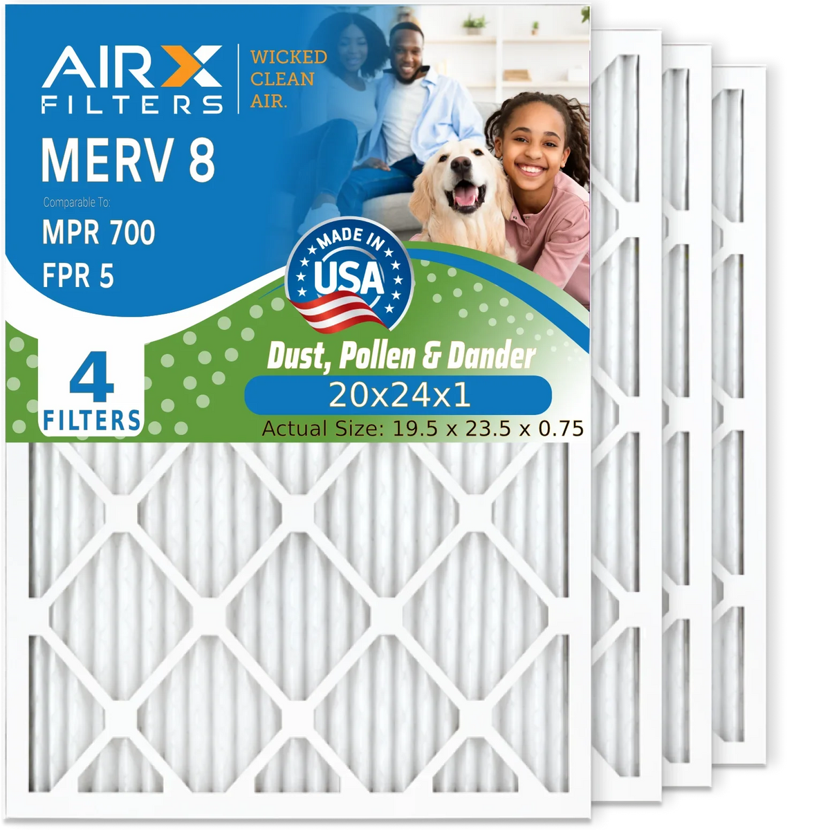 to 700 Air Pack & WICKED by Air USA 8 AIR. AC MPR AIRX 20x24x1 Electrostatic 4 Conditioner Pleated FPR Furnace Comparable Made FILTERS 20x24x1 Premium Filter Filters MERV CLEAN Filter HVAC 5