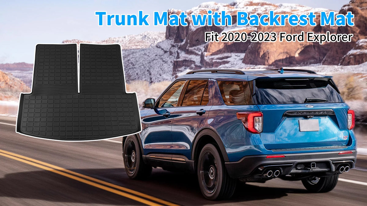 2021 Explorer Ford Cover Accessories Weather Seat Passenger 2022 2020 6&7 All Explorer Mat) Trunk Liner Backrest Fit Cargo 2023 Back for Protector Mat with TPE (Trunk Mat