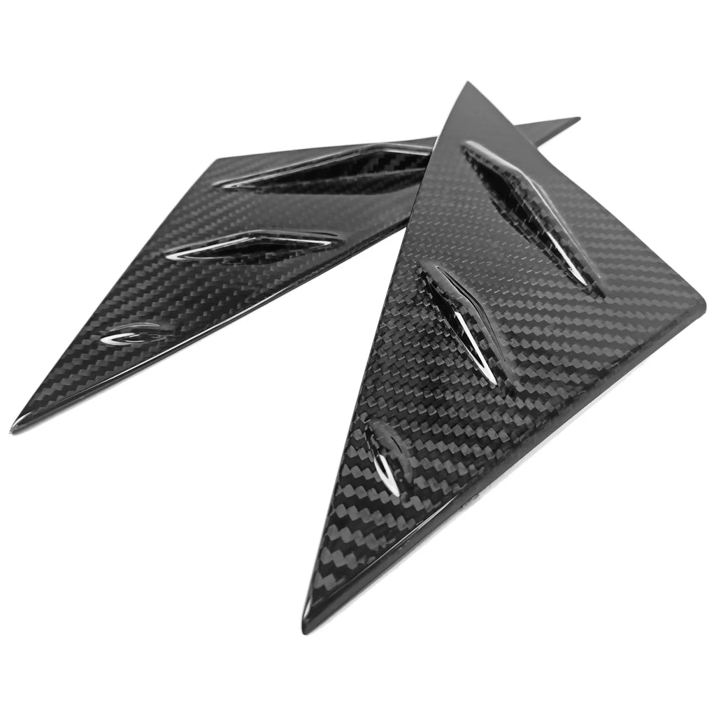 2PCS Front Vent Trim 3, Window Vent Motorsports Cover With Side design Air 2017-2023 Fiber Louver Panel Compatible Real 1/4 Scoop Windshield Tesla Carbon Ikon