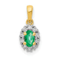Diamond Rhodium QPM5252-EM-010-YA Oval and and Pendant 14k Emerald
