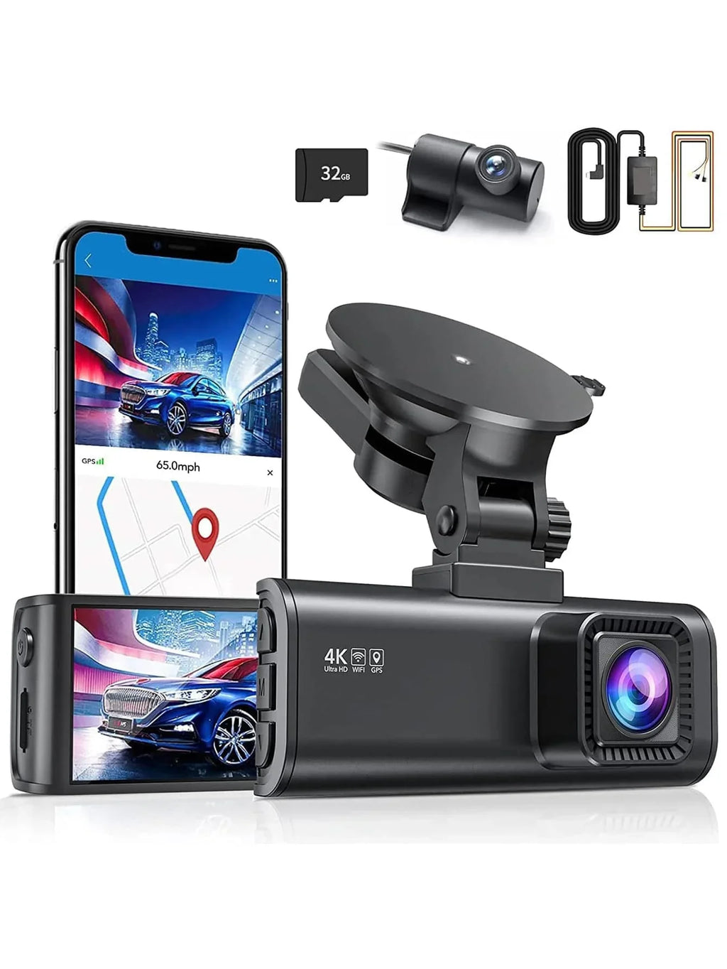Wi-Fi, Hardwire GPS and Cam Kit Camera, Front Type-C Dash with 4K