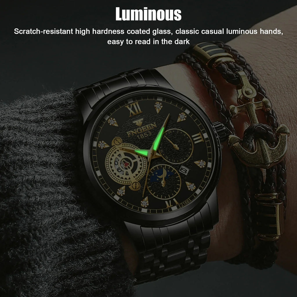 Luxury Wristwatch Classic Waterproof Quartz Men's Steel Stainless Watch Luminous