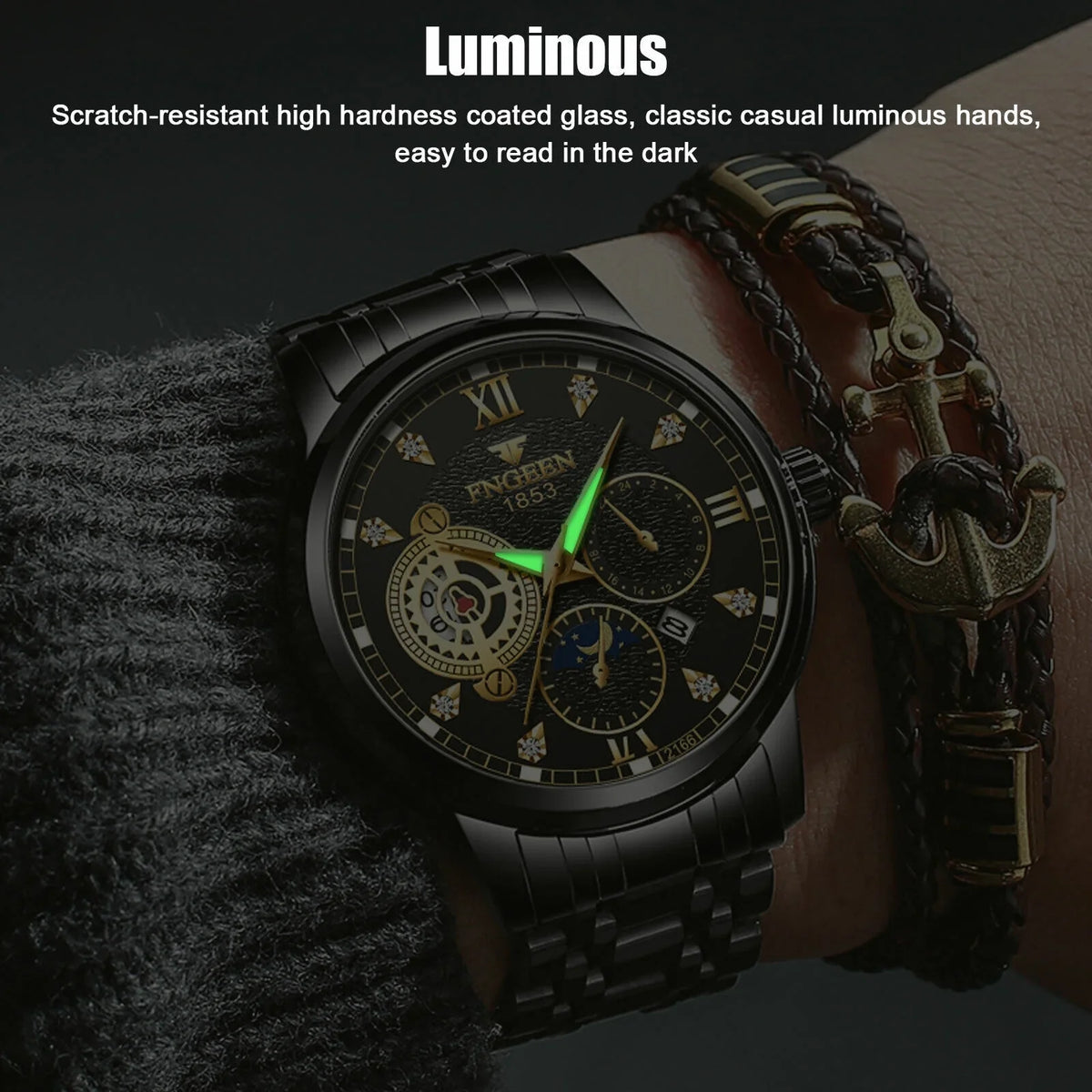 Luxury Wristwatch Classic Waterproof Quartz Men's Steel Stainless Watch Luminous
