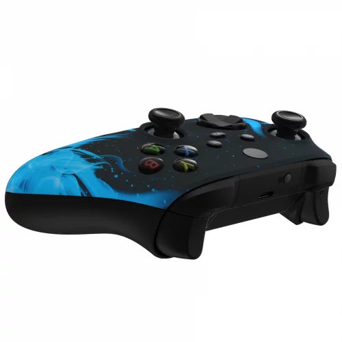 Custom One Controller White Xbox Modded Flames Rapid Fire / X Soft LED Touch With Series Blue