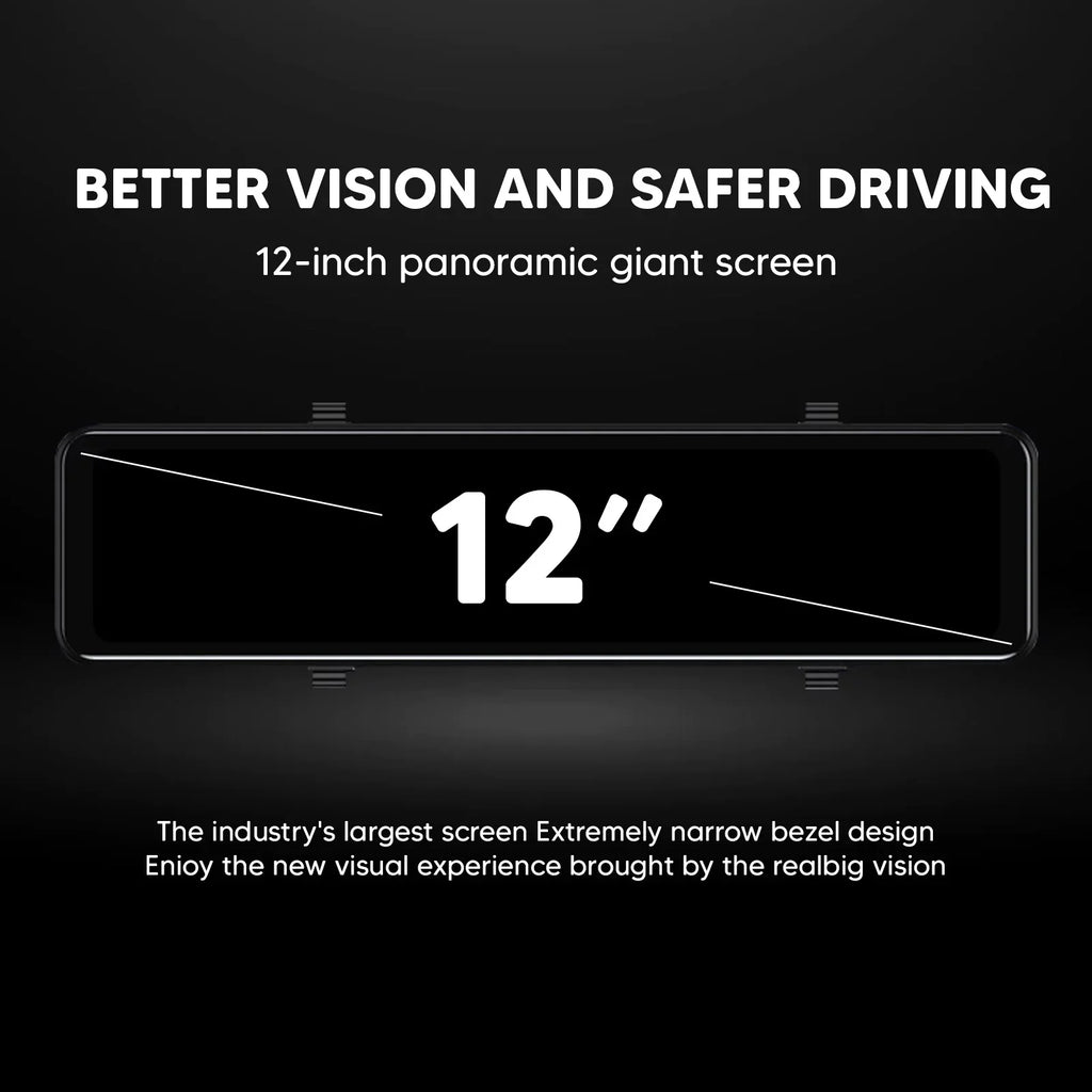 Rear Camera Dual Mirror Cam Backup Assistance 4K Dash Monitoring, 12" Vision, Night Super Car Camera Front Reversing and Parking