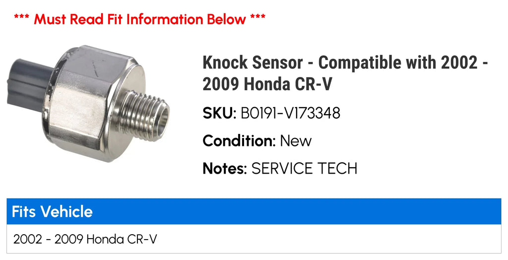2003 2002 2005 Sensor 2008 with Compatible CR-V 2006 Knock 2009 - Honda 2004 - 2007