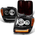 Nitro Black 2007-2012 + LED Tail Red Lights CCFL AKKON - For Halo Dual Combo Signal Dark Headlights Projector