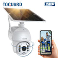 Outdoor Security Audio 15600mAh Solar Camera Camera with Motion Color Night Panel, TOGUARD Vision, Battery Wireless PTZ Surveillance PIR with Wifi Dome Detection, 1080P 2-Way