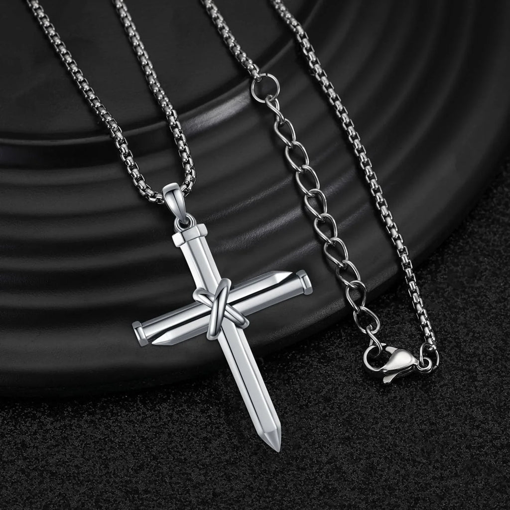 Nail Graduation Religious Midir&Etain Jewelry Solid Men Cross Boys Sterling Gifts Charm Cross 925 Silver Necklace Cross Pendant Necklace Christian for