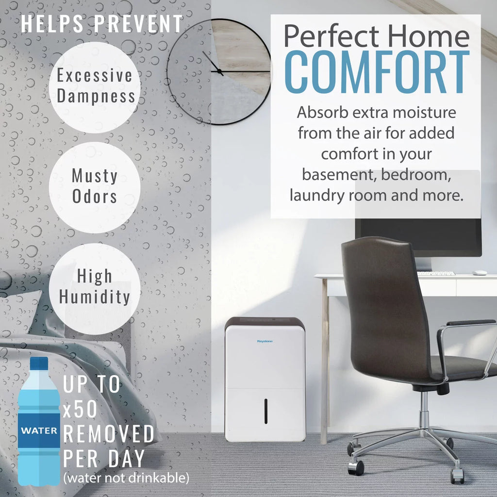 Pint Electronic Pump Dehumidifier Keystone Controls with and 50 Built-In