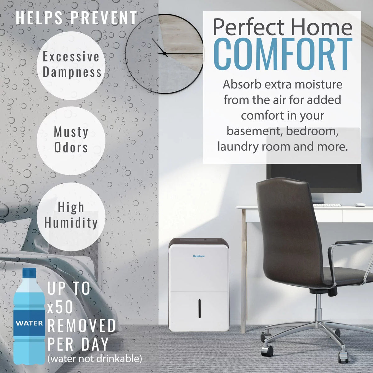 Pint Electronic Pump Dehumidifier Keystone Controls with and 50 Built-In