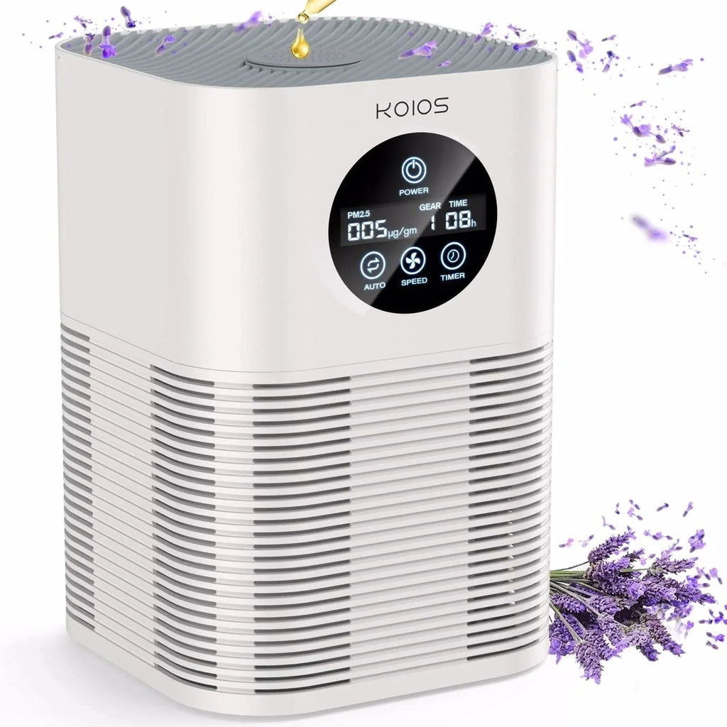 Purifier for Home Bedroom, for Smoke KOIOS white) (HQKJ-50, with Auto Control HEPA H13 Speed Purifiers Air Air