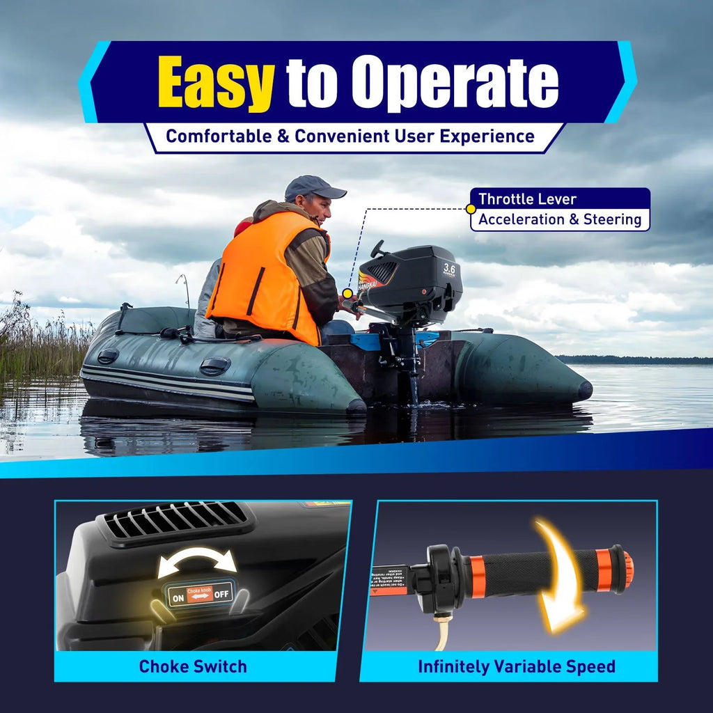 WUZSTAR Motor 2 Fishing Motor,Trolling Stroke Aquaculture Boat Adventure Outboard for Engine Outdoor 3.6HP Boat