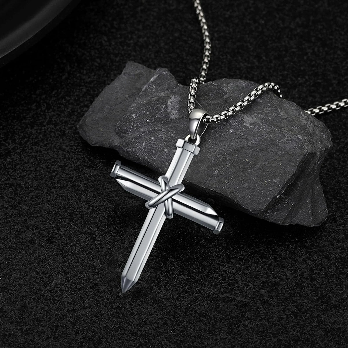 Nail Graduation Religious Midir&Etain Jewelry Solid Men Cross Boys Sterling Gifts Charm Cross 925 Silver Necklace Cross Pendant Necklace Christian for