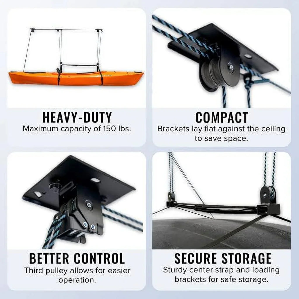 Pulley Paddleboards Ceiling and 150 lbs Kayak Kayaks, Elite System, Canoes, Hoist,