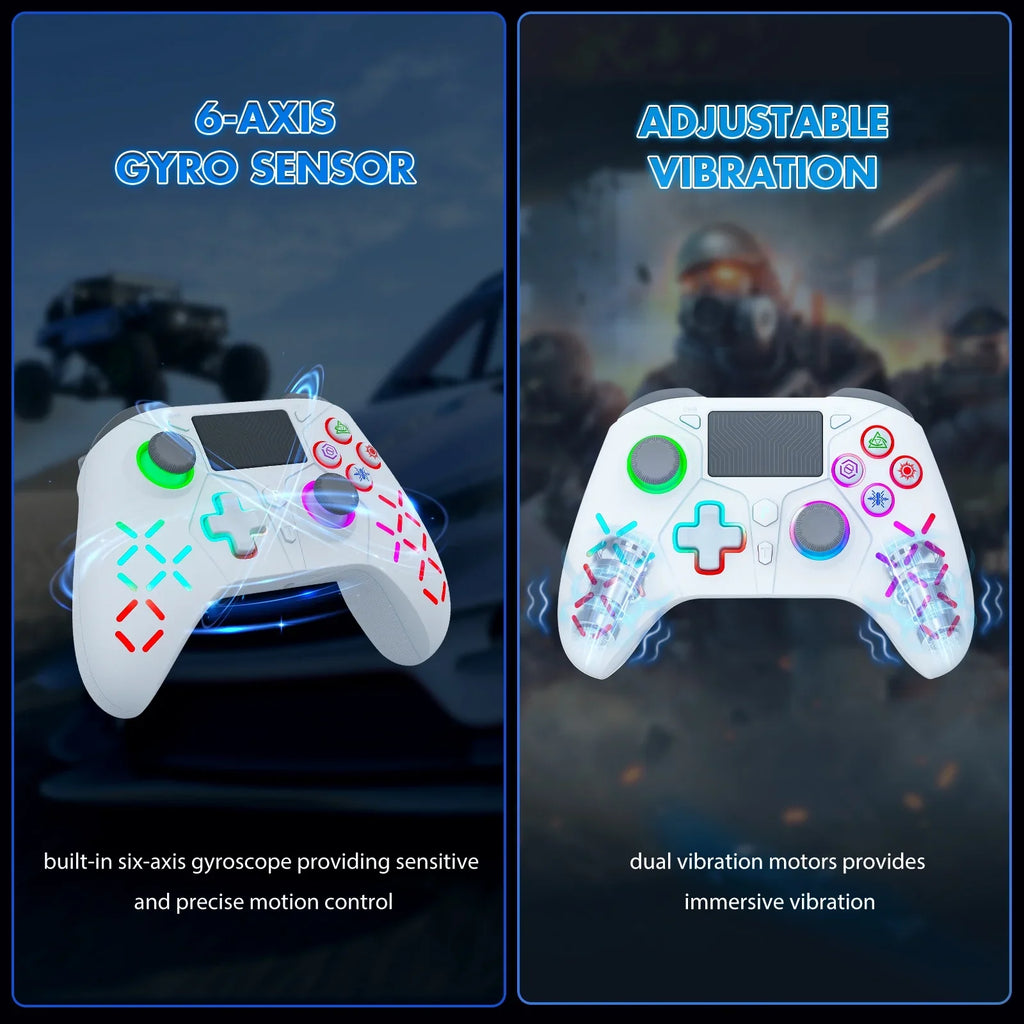 (White) /Slim/Pro Controller Adjustable Compatible with 4 LED Light Wireless for with Playstation RGB PS4,