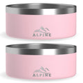 Stainless Pink) Insulated, (32 Walled Food Metal Water, ALPINE 2 Pet Bowls, Set Double Slip, oz, and Steel Dog Non for Bowl of Dishwasher Rustproof, Safe