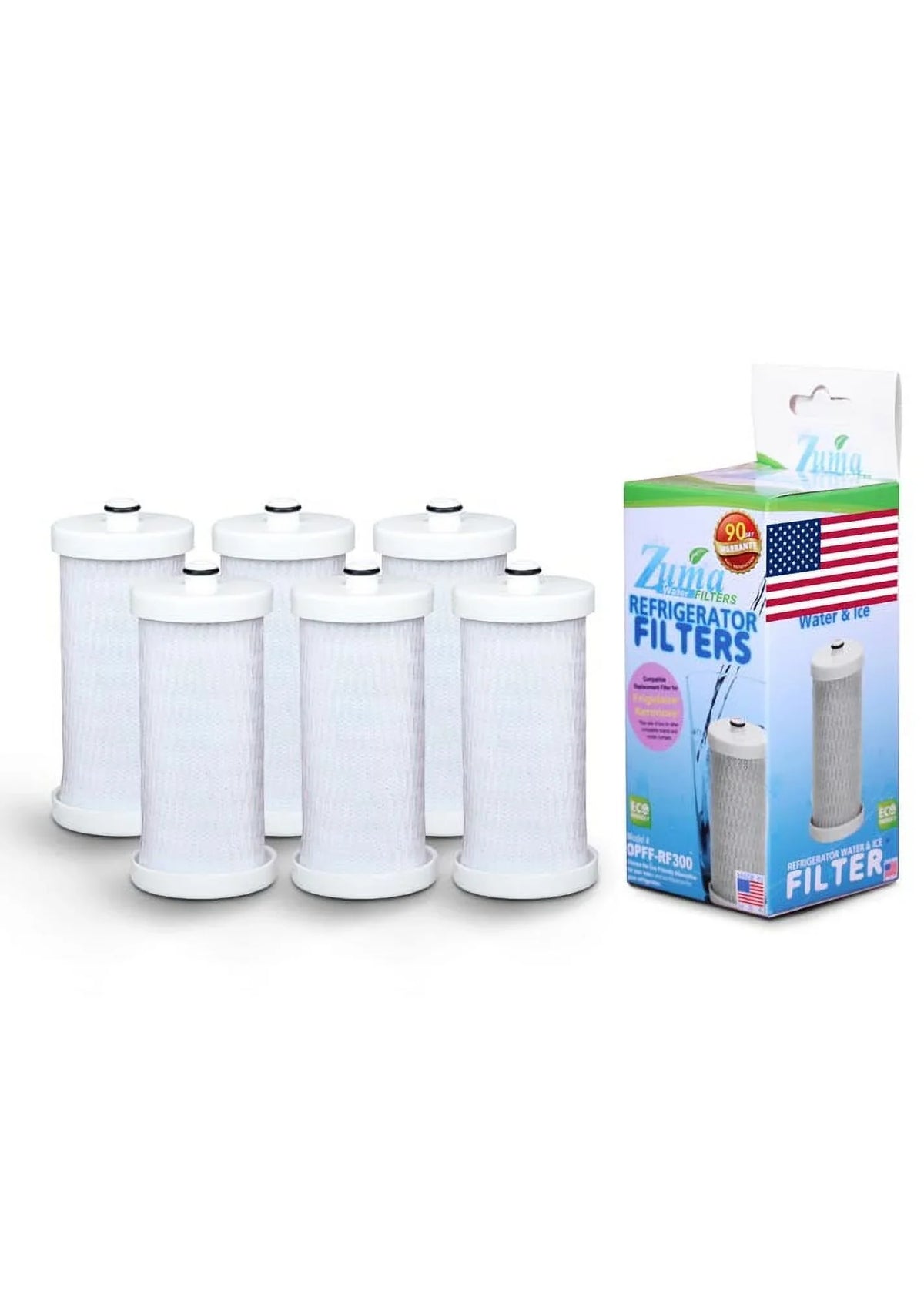 Brand U.S.A. Compatible , , # - 6 in Filter OPFF-RF300 Water Ice and RG100 Made ZUMA with Frigidaire® , - design Pack